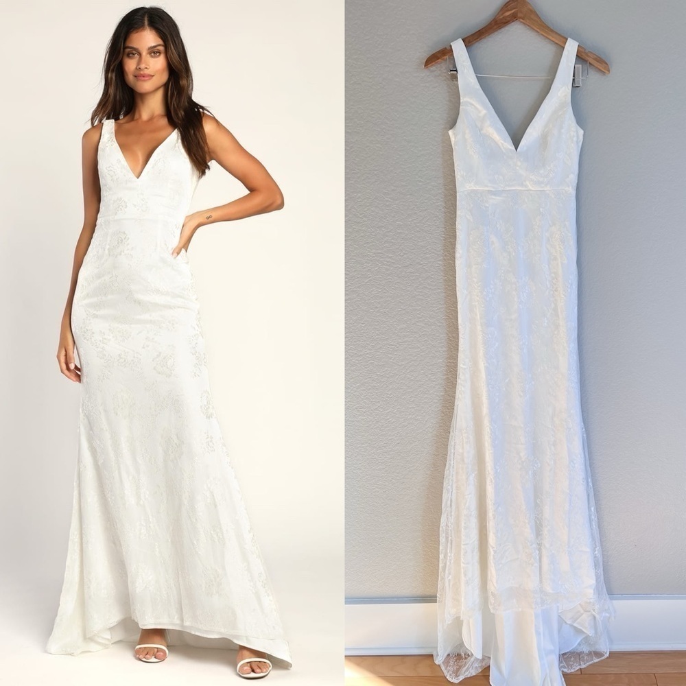 Made For Forever White Lace Mermaid Maxi Dress!